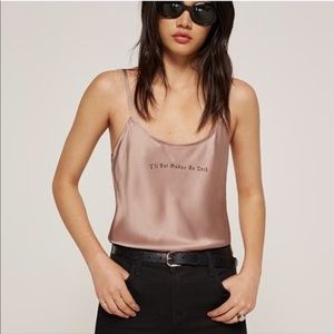 RARE Reformation "I'll Not Budge An Inch" 100% Silk Top in Black